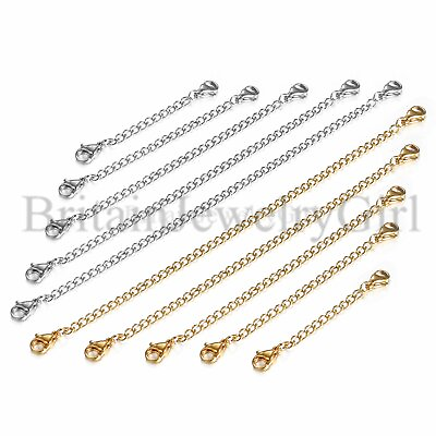 #ad #ad 10pcs Stainless Steel Necklace Bracelet Extender Chain Extenders Silver Gold $10.99
