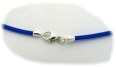#ad Halskette blauer Kautschuk 20 mm Silber 925 40 bis 55cm Sterlingsilber Blau Neu EUR 25.29