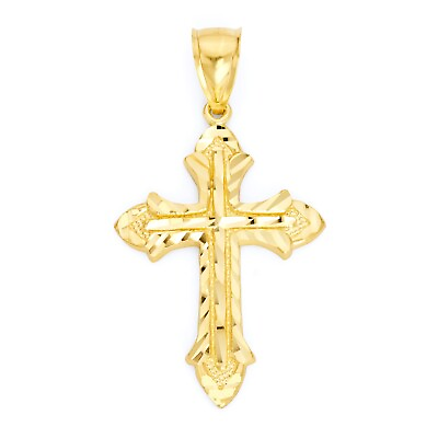#ad Solid Gold Cross Pendant in 10 or 14k Large Cross Religious Jewelry $317.39