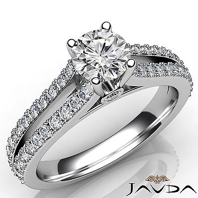 #ad French V Pave Split Shank Round Shape Diamond Engagement Ring GIA H VS2 1.37 Ctw $5099.00