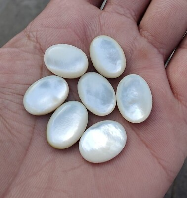 #ad Mother of Pearl Natural Oval Shape Cabochon Flat Back Calibrated Loose Gemstone $4.27