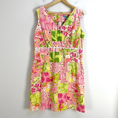 #ad Tahiti Reef Club Womens Size Large Tropical Floral Dress Sleeveless V Neck $19.99