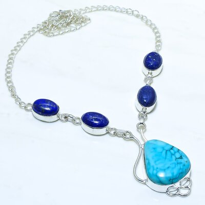#ad Tibetan Turquoise Lapis Lazuli Gemstone Silver Jewelry Necklace 18quot; NRJR3656 $9.49