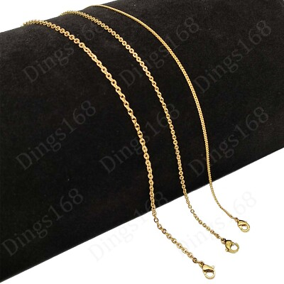 #ad 18K Yellow Gold Filled 1mm 2mm 2.4mm 16 18 20 22quot; 24quot; Cable Chain Necklace L146G $12.99
