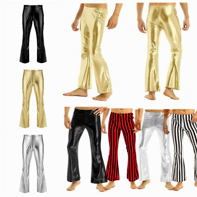 #ad Mens 60s 70s Disco Flared Long Pants Fancy Dress Costume bell bottom Trousers $11.30