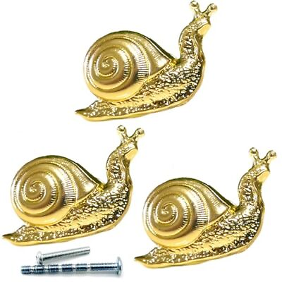 #ad 3Pcs Golden Snail Drawer Knob Gold Vintage Animal Dresser Knobs Retro Cabinet... $28.23