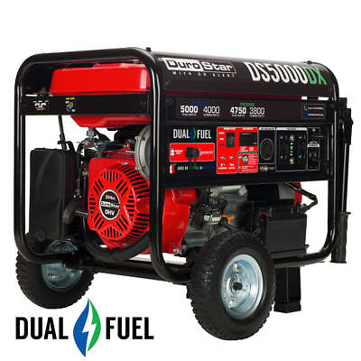 #ad DuroStar DS5000DX 5000W 4000W 224cc Electric Start Dual Fuel Portable Generator $449.00