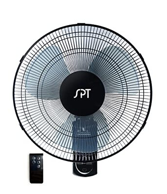 #ad SF 16W90 16″ Wall Mount Fan in Black with Remote Control Oscillation and Tim... $95.51