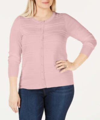 #ad CHARTER CLUB Womens New 0368 Pink Long Sleeve Crew Neck Casual Top 2X Plus $23.99