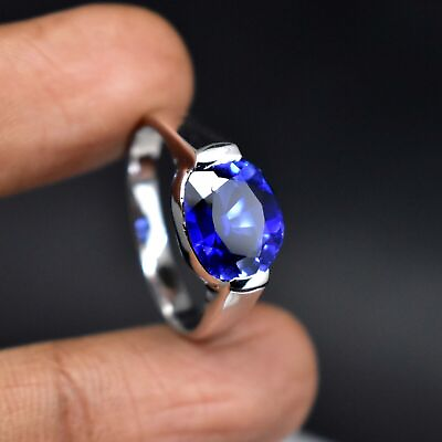 #ad 5.32 Gm Natural Blue Sapphire 925 Sterling Silver Classy Statement Ring US 10 $38.24