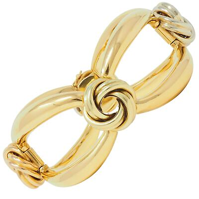 #ad Bulgari 1970#x27;s 18 Karat Yellow Rose White Green Gold Knot Link Vintage Bracelet $26400.00