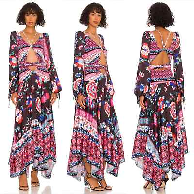 #ad NEW PatBO Matryo Lycra Bodysuit Dress Maxi Cut Out Long Sleeve Womens Size Small $400.00