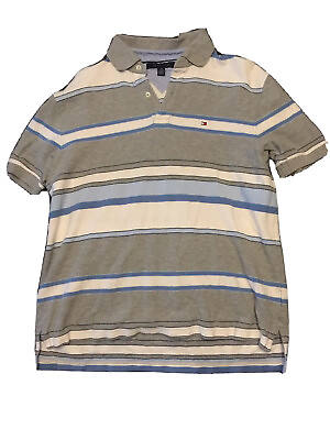 Vintage Tommy For Your Mommy Hilfiger Striped Polo Shirt Mens Large 00#x27;s Y2K $9.99
