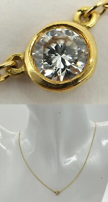 #ad Beauty K18 YG Tiffany Co. Elsa Peretti Single Diamond Necklace $380.00