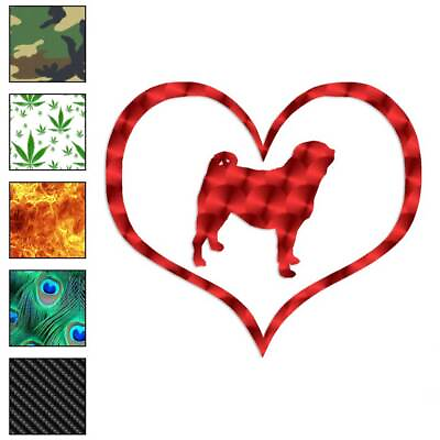 #ad Heart Pug Dog Love Vinyl Decal Sticker 40 Patterns amp; 3 Sizes #1502 $3.22