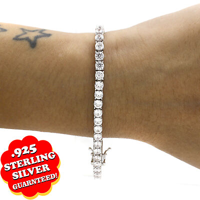 #ad 3.50 CT Simulated Diamond Classic Tennis Bracelet Solid 925 Sterling Silver $236.10