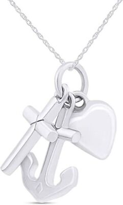 #ad Anchor Cross Heart Pendant Necklace Jewelry For Women In 925 Sterling Silver $34.03
