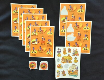 #ad Fall Thanksgiving Sticker Lot Hallmark Turkey Pumpkin Pilgrim Vintage $8.99