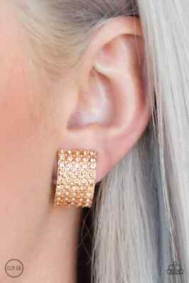 #ad Paparazzi: Hollywood Hotshot Gold Clip On Earrings $4.99
