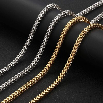 #ad Unisex Stainless Steel Fransco Link Chain Solid Square Box Necklace 2.5MM 4MM $14.09