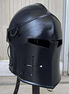 #ad Medieval Metal Barbuta Knight Templar Crusader Armour Helmet Black $68.00