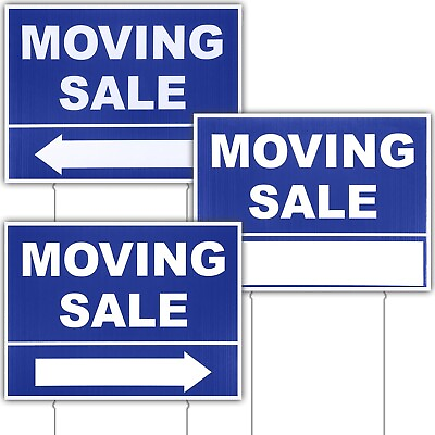 #ad 3 Pack Moving Sale Sign Kit 12 X 16 Inch Double Sided Yard Sale Signs $21.00